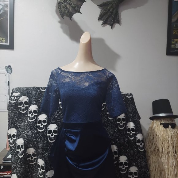 Blue Satin dress NWOT - Picture 6 of 11